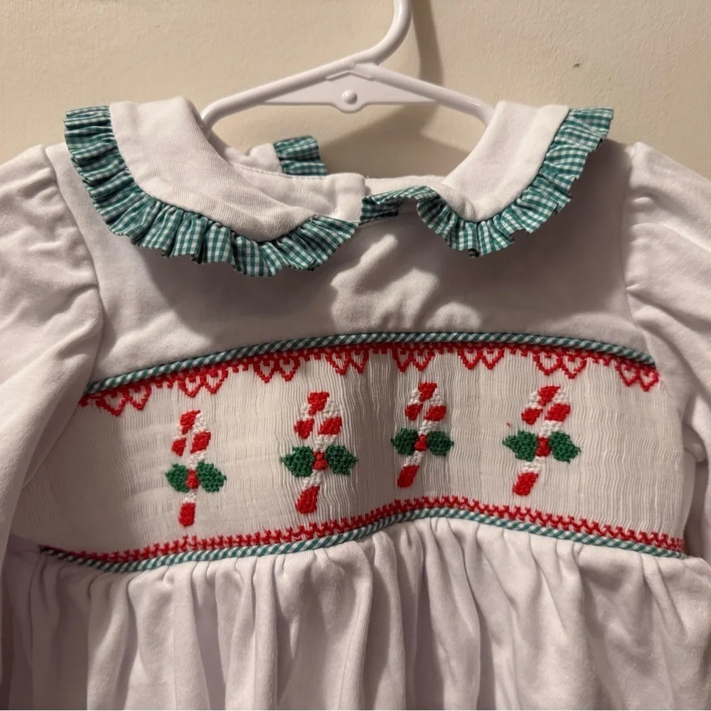 Stitchy Fish Smocked Candy Cane Romper